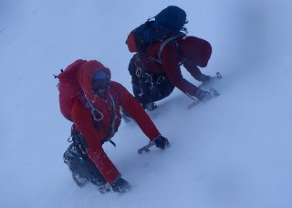 On their way down after the climb