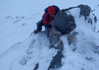 Jo tackling rock