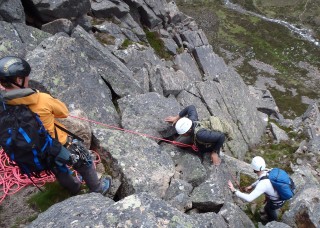 Near the top of Afterthought Arete