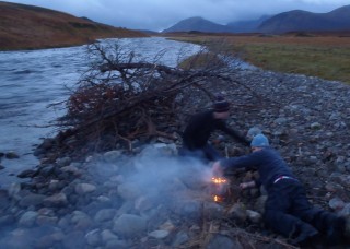 Working hard to make the fire
