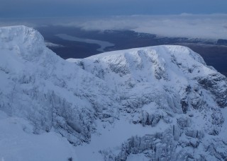 Looking down at Tower Ridge