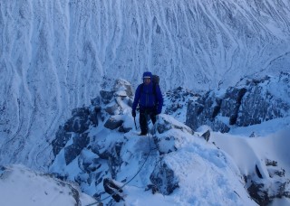 Bryn on an empty Ledge Route (?)