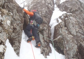 Mark finding the ice above the chockstone